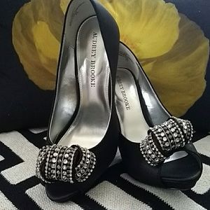 Black formal peeptoe shoes